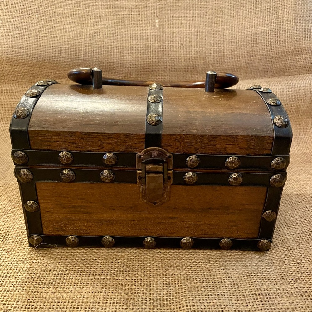 Vintage Jolly Roger Wooden Box Bag